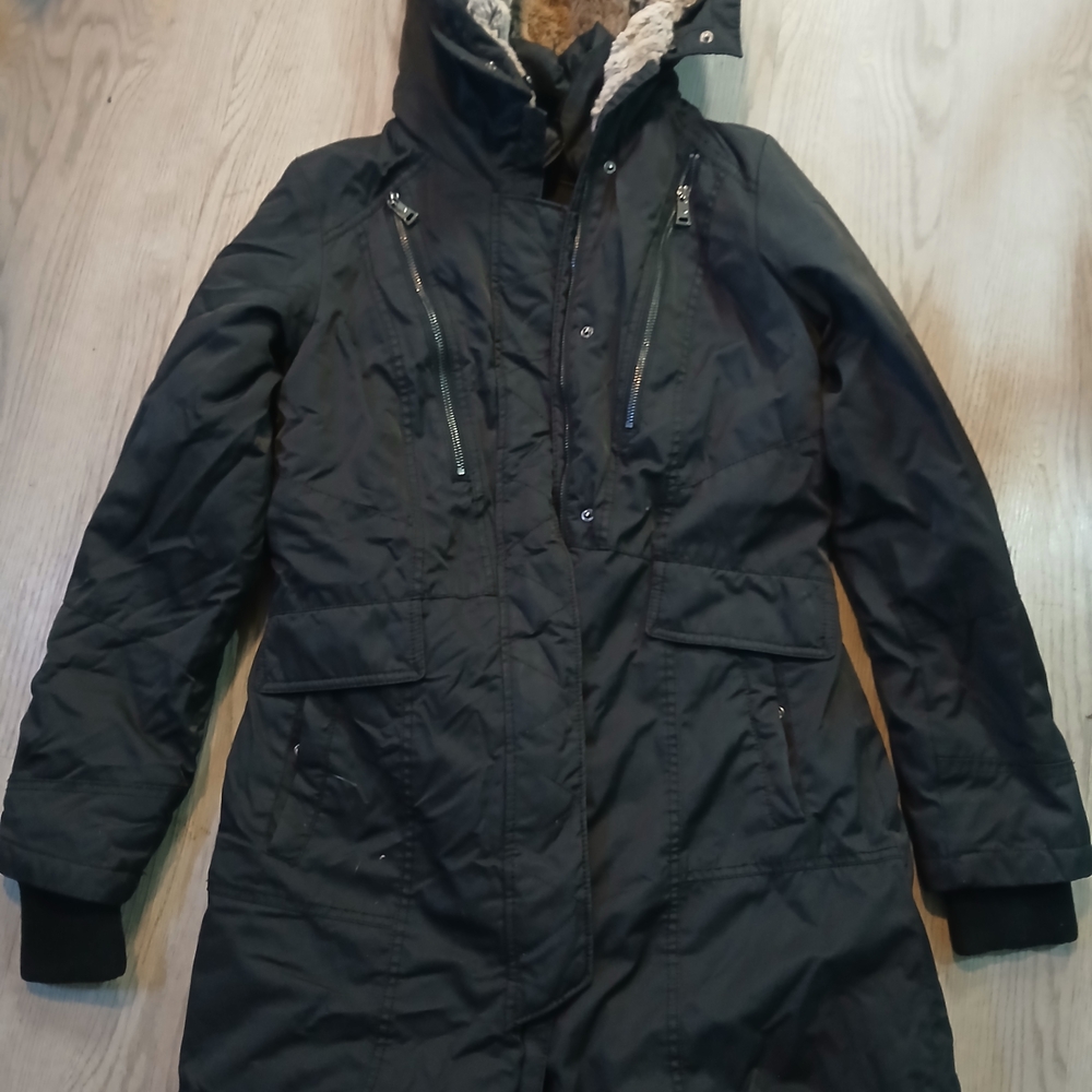 Women's Black Winter Coat Parka Size Small